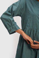 Ruched Green Midi Dress