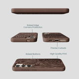 Chocolate Brown Rustic Leaves Samsung Galaxy S23 Case