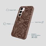 Chocolate Brown Rustic Leaves Samsung Galaxy S23 Case