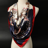 Anyyou Fashion Premium Satin Square Scarf – Red Blue Silk-Feel Neckwrap for Women
