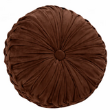 Anyhouz Round Pleated Velvet Pillow – Soft Plush Cushion with Filling