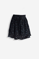 Drawstring Short Skirt in Dark Blue Florals