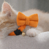 Anypet Large Sunset Orange Bow Cat Collar with Safety Buckle, Bell & Durable Adjustable Strap – Stylish Comfortable Pet Accessory for Cats