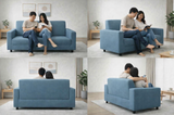 Anyseat 2-Seater Sofa Cover – Plain Grey Blue Style Slipcover for Living Room Chair Protection