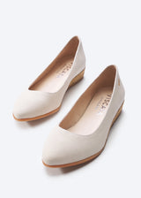 Rubina Beige Canvas Slip On Women Espadrille Flat U Cut Detail