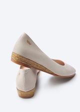 Rubina Beige Canvas Slip On Women Espadrille Flats Back Detail