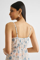 Ruched Floral Strappy Maxi Dress