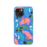Electric Blue Sea Cows iPhone 13 Mini Case