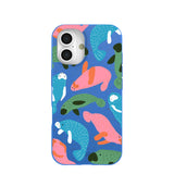 Electric Blue Sea Cows iPhone 16 Case