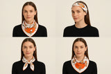 Anyyou Fashion Premium Satin Square Scarf -Orange Silk- Feel Neckwrap for Women