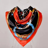 Anyyou Fashion Premium Satin Square Scarf –Red Black Silk-Feel Neckwrap for Women