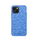 Electric Blue Shark Frenzy iPhone 13 Mini Case