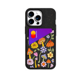 Shrooms and Blooms Black Phone Case Card Holder
