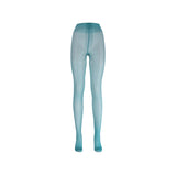 Teal sheer tights on a white background