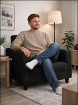 Anyseat 1-Seater Sofa Cover – Plain Black Style Slipcover for Living Room Chair Protection