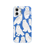 Electric Blue Snowy Owls iPhone 16 Plus Case