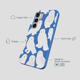 Electric Blue Snowy Owls Samsung Galaxy S25 Case