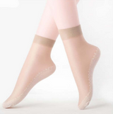 Anyfootwear 10 Pairs Free Size Women Fashion Socks High Quality Velvet Silk Breathable Soft Cotton Bottom Moisture Wicking Non-Slip Spring Summer Beige