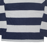 TOMMY HILFIGER Mens Polo Shirt Blue Striped Long Sleeve 2XL
