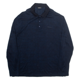 KARL LAGERFELD Mens Polo Shirt Blue Long Sleeve XL