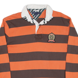 TOMMY HILFIGER Mens Polo Shirt Orange Striped Long Sleeve M