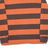TOMMY HILFIGER Mens Polo Shirt Orange Striped Long Sleeve M