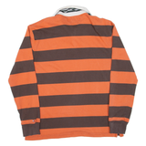 TOMMY HILFIGER Mens Polo Shirt Orange Striped Long Sleeve M