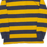 B.U.M EQUIPMENT Mens Polo Shirt Yellow Striped Long Sleeve S
