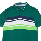 TOMMY HILFIGER Mens Polo Shirt Green Striped L