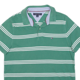 TOMMY HILFIGER Mens Polo Shirt Green Striped M