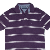 TOMMY HILFIGER Mens Polo Shirt Purple Striped L