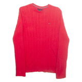 TOMMY HILFIGER Womens Jumper Red Cable Knit M