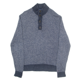 TOMMY HILFIGER Mens Jumper Blue Button Neck Tight Knit XL