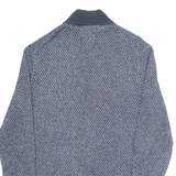 TOMMY HILFIGER Mens Jumper Blue Button Neck Tight Knit XL