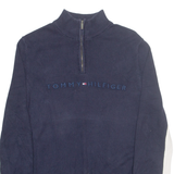 TOMMY HILFIGER Womens Jumper Blue 1/4 Zip Tight Knit M