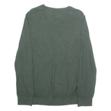 TOMMY HILFIGER Mens Jumper Green V-Neck Tight Knit S