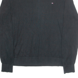 TOMMY HILFIGER Mens Jumper Black V-Neck Tight Knit L