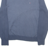 TOMMY HILFIGER Mens Patterned Jumper Blue Diamond V-Neck Tight Knit M