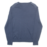 TOMMY HILFIGER Mens Patterned Jumper Blue Diamond V-Neck Tight Knit M