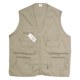 OUJIAN Utility Mens Gilet Beige 2XL