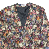 HARDOB Womens Blazer Jacket Black Viscose 90s Floral L