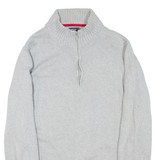 KANGOL Mens Jumper Grey 1/4 Zip Tight Knit XL
