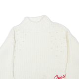 GUESS Womens Jumper Cream Chunky Knit L