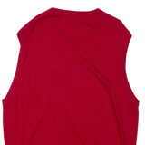 CHAPS Mens Jumper Red Tight Knit Sleeveless 2XL