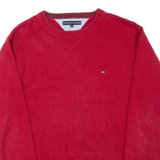 TOMMY HILFIGER Mens Jumper Red Tight Knit XL