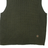 TOMMY HILFIGER Mens Jumper Green V-Neck Cable Knit Sleeveless XL