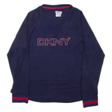 DKNY Mens Jumper Blue V-Neck Tight Knit M
