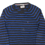 HILFIGER DENIM Mens Patterned Jumper Black Striped Tight Knit M