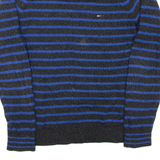 HILFIGER DENIM Mens Patterned Jumper Black Striped Tight Knit M