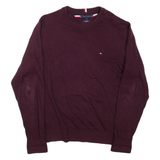 TOMMY HILFIGER Mens Jumper Maroon Tight Knit L